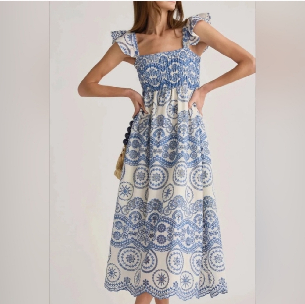 Sunday Up Embroidered Ruffle Midi Dress - Picture 4 of 6